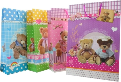 Colorful gift bag – extra large with teddy bears