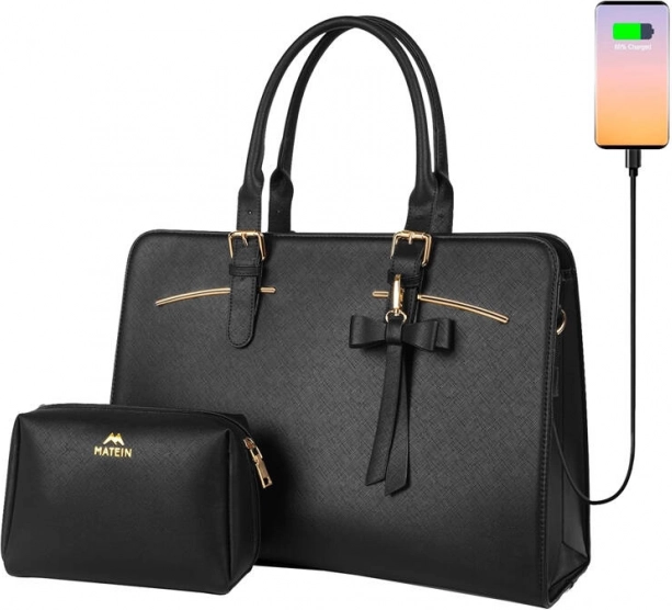 Women's Handbag Matein with USB and Cosmetic Pouch