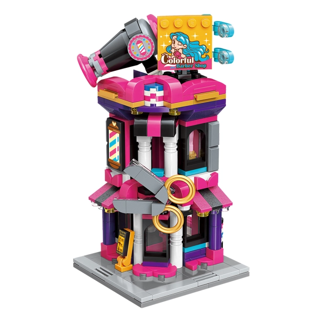 Creative building set with hair and scissors