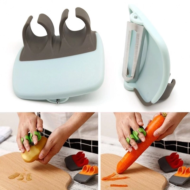 Groenteschiller en fruit met vingergrepen - zwart en blauw