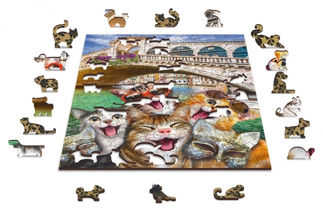 Wooden Puzzle Kittens in Venice 300 Pieces