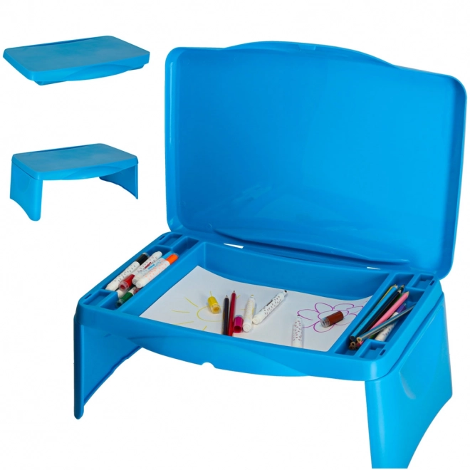 Kinder tafel voor auto met opbergruimte blauw