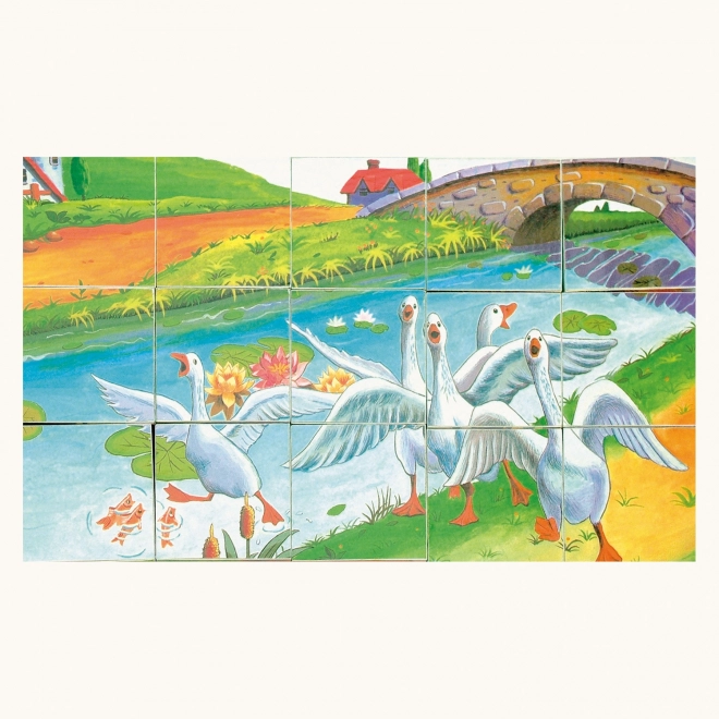 Cubes en bois Bino animaux domestiques 15 pièces