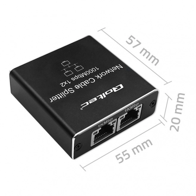 RJ45 Netzwerksplitter mit 1x2 Ports, USB-C, Aluminium