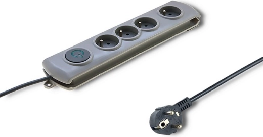 Overspanningsstekkerdoos Quick Switch, 4 stopcontacten, 1,5 m, grijs