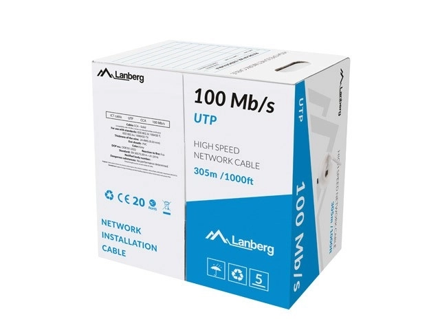 LAN cable UTP 100Mb/s 305m wire CCA gray