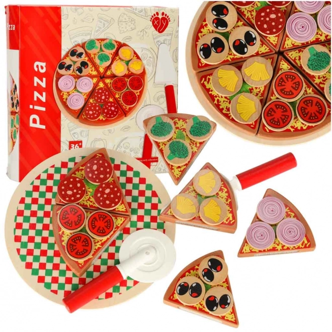 Houten speelset Pizza met accessoires