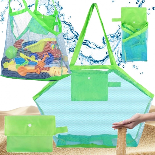 Opvouwbare XXL strandtas van mesh met zak