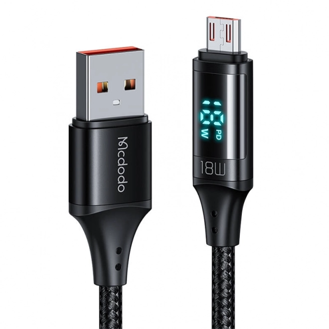 Schwarzes USB-zu-Micro-USB-Kabel mit LED-Anzeige