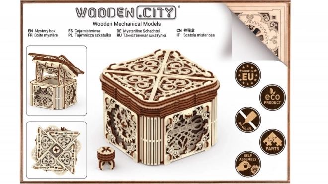 Houten mechanische puzzel Geheime Doos