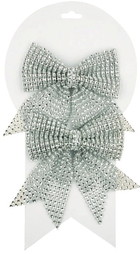 Weihnachtsschleife Silber mit Steinen 2 Stück, 12cm