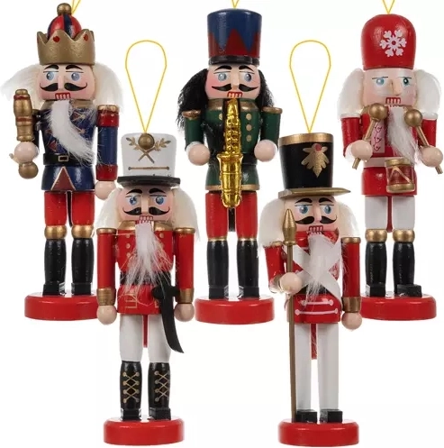 Set von fünf hölzernen Weihnachtnussknackern