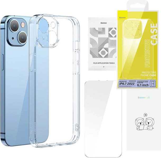 Baseus SuperCeramic transparent glass case and tempered glass set for iPhone 14 – Plus