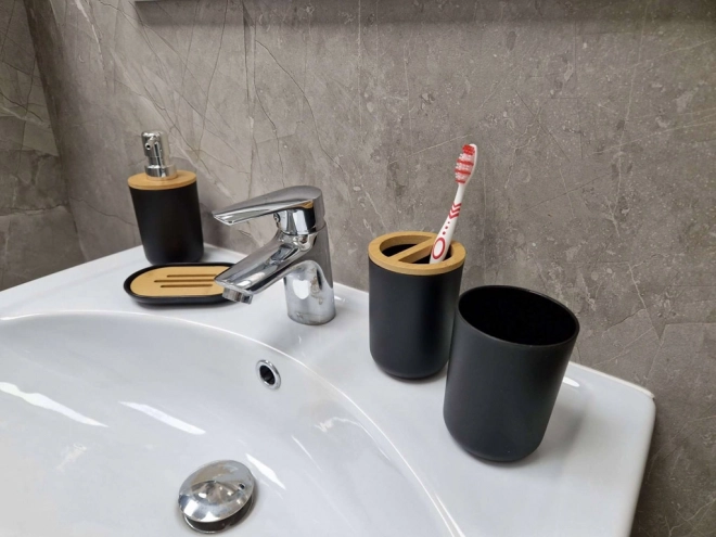 Ensemble élégant d'accessoires de salle de bain 6 pcs noir