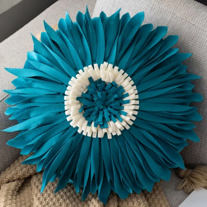 Ronde kussenhoes - chrysant, blauw 45cm