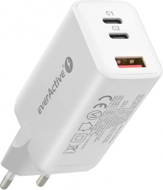 Witte snellader USB/USB-C QC4+ 65W met GaN‑technologie
