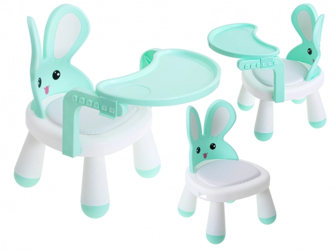 Krukje voor eten en spelen met tafel turquoise
