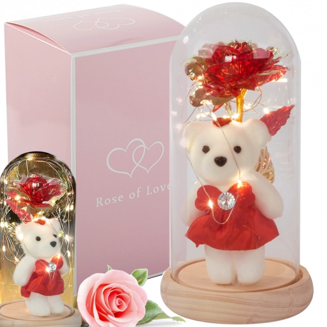 Ewige Rose mit Beleuchtung in Glasbox