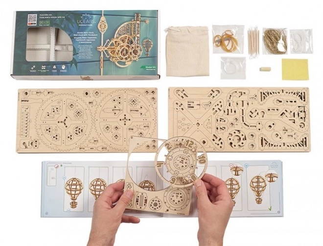 Ugears 3D houten mechanische puzzel Muurklok Aero