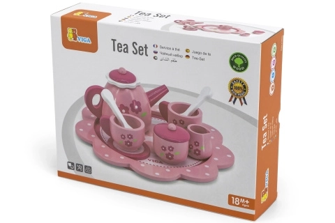 Kinderthee- en koffieset Viga op dienblad