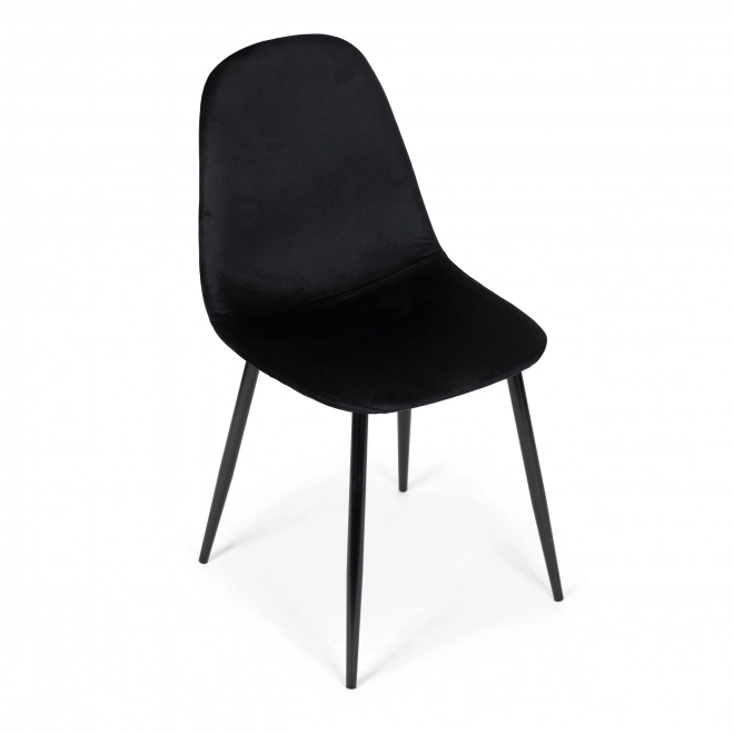 Set van 4 fluwelen eetkamer- en woonkamerstoelen - zwart