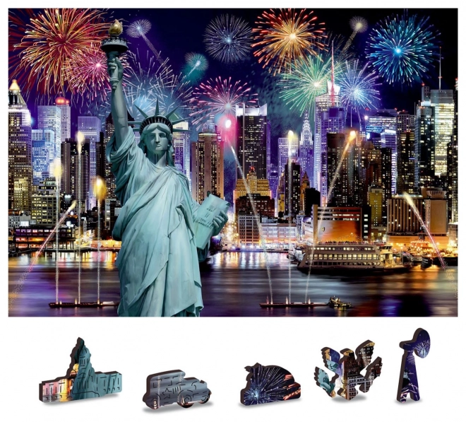 Houten puzzel Nachtelijk New York 2v1