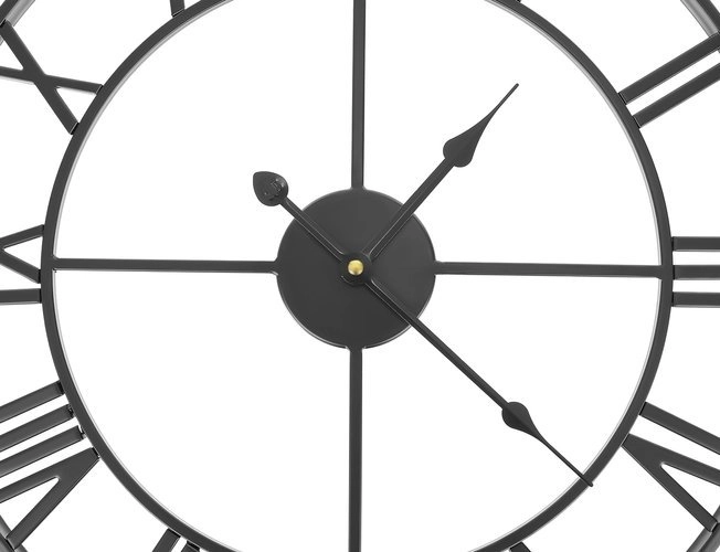 Horloge murale en métal style loft à chiffres romains 47 cm – noire