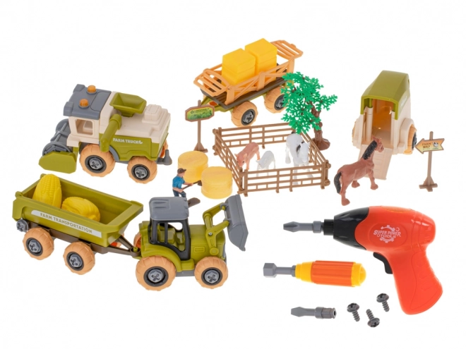 Farm Playset with Tractor and Tools for Kids