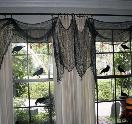 Halloweendecoratie spinnenweb 198 x 76 cm