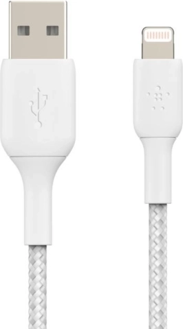 Gevlochten USB‑A naar Lightning kabel 1 m wit
