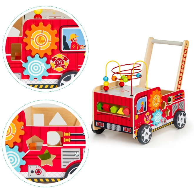 Wooden Educational Walker with Blocks - Fire Truck ECOTOYS