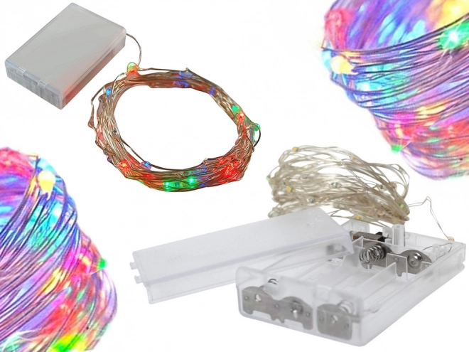 Veelgekleurde kerst LED-lampen met batterijen 10m