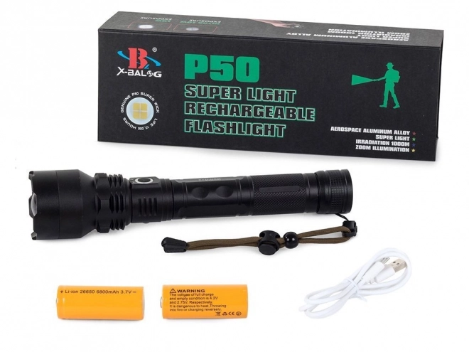 Tactical Military Flashlight with Cree XHP50 LED and Zoom