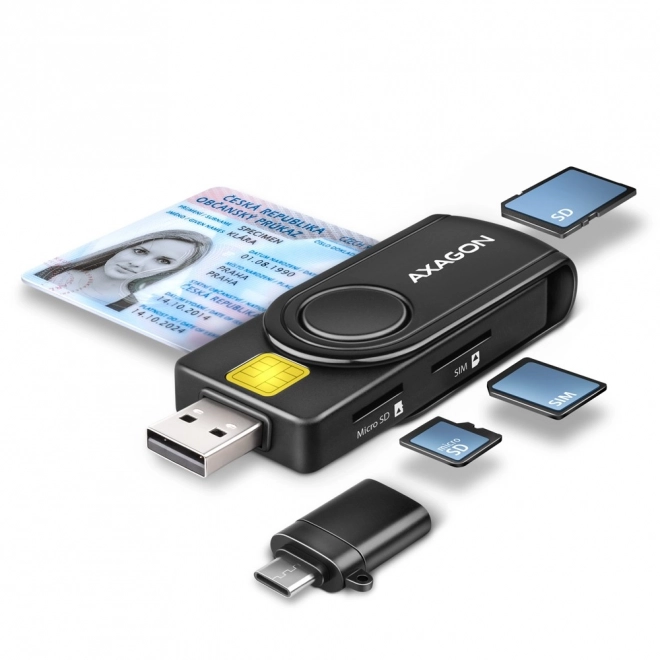 Axagon Taschenleser für Smartcards, SD/microSD/SIM Karten