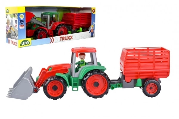 Auto Truxx tractor met hooiaanhanger en figuur in doos 53x19x16cm 24m+