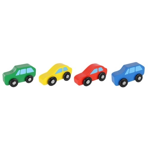 Houten vrachtwagen - aanhanger + set auto's 22698