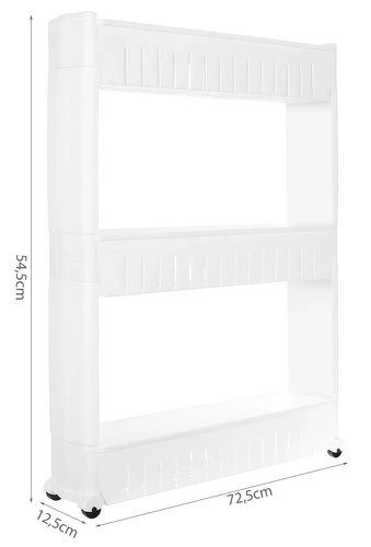 Étagère mobile de cuisine ou de salle de bain sur roulettes blanche