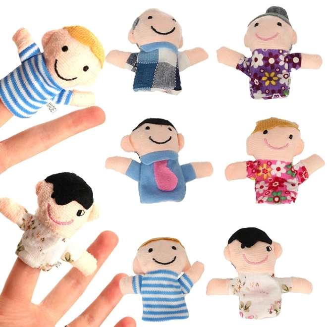 Familie textiele vingerpoppen - set van 6 stuks