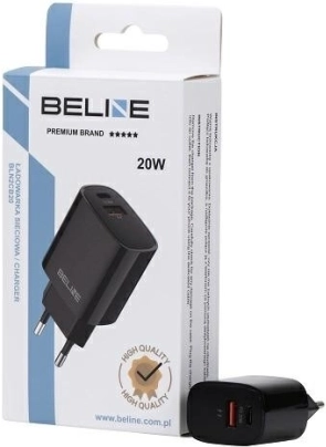 zwarte oplader 20W met USB-C + USB-A
