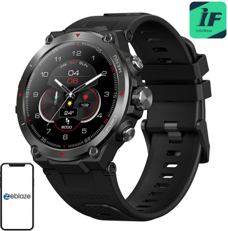 slim horloge zeblaze stratos 2 zwart