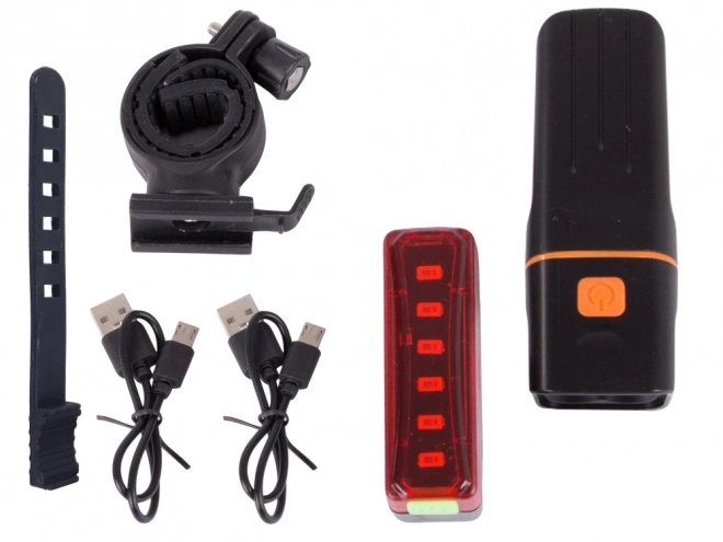 Set voor- en achter LED fietslamp met USB-oplading