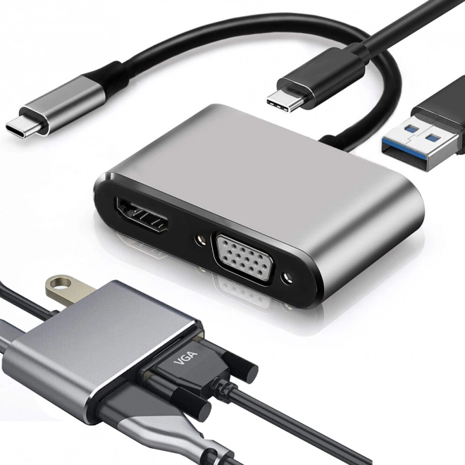 Adaptateur USB-C HDMI 4K VGA Hub avec Power Delivery