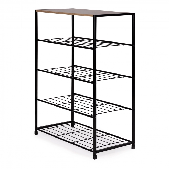 Wooden Shoe Cabinet with Metal Shelf