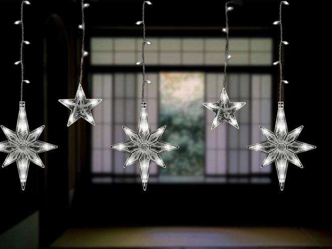 Kerstverlichting gordijn met sterren op USB
