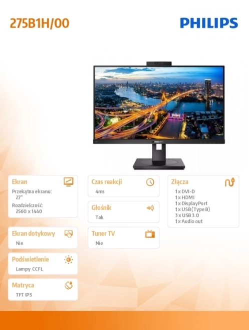 Philips monitor 27" met webcam en draaiing