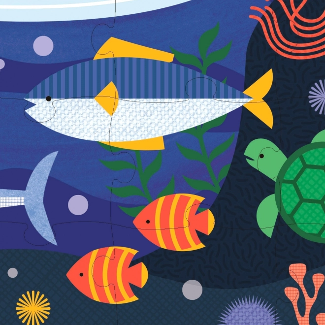 Dubbelzijdige puzzel onder de zee