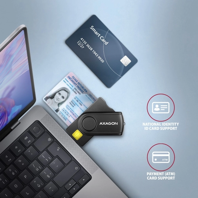 Axagon Taschenleser für Smartcards, SD/microSD/SIM Karten