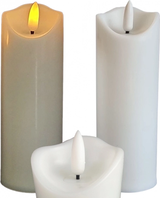 LED candle with moving flame, white, 12.5 × 5 cm