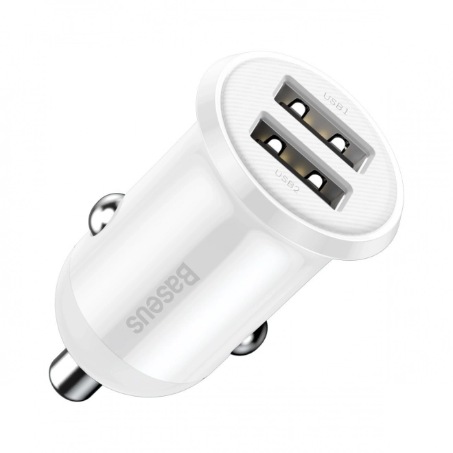 Car Charger 2x USB Baseus, 4.8A, White