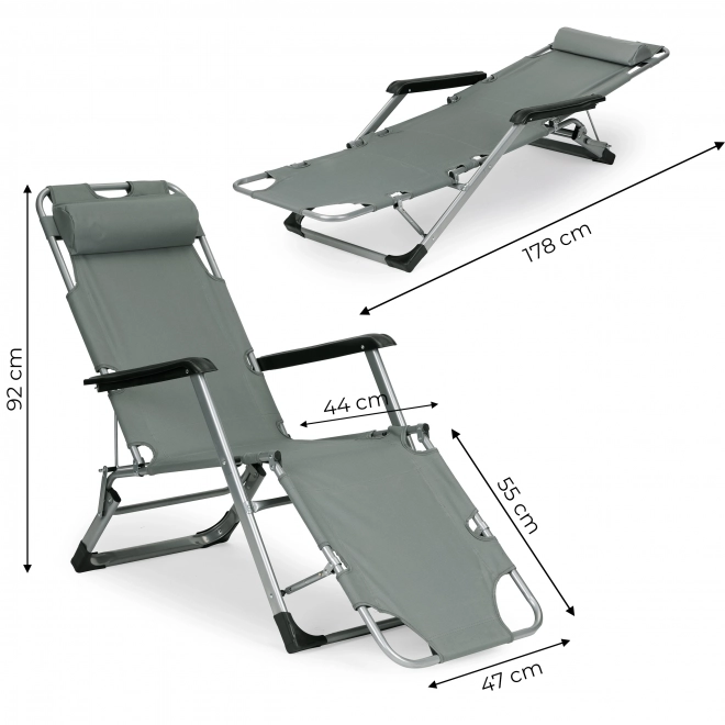 Foldable Garden Beach Chair with Headrest